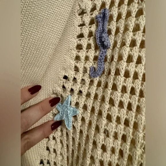 Canessa open-knit sea patch cardigan |Size 1x | 100%cotton | Made in Italy - Picture 5 of 11